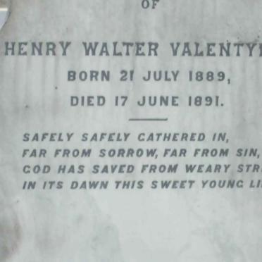 VALENTYNE Henry Walter 1889-1891