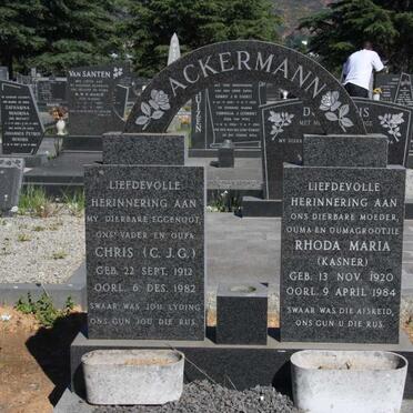 ACKERMANS Chris C.J.G. 1912-1982 &amp; Rhoda Maria KASNER 1920-1984