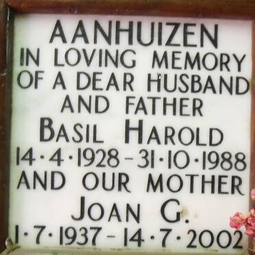 AANHUIZEN Basil Harold 1928-1988 Joan G. 1937-2002