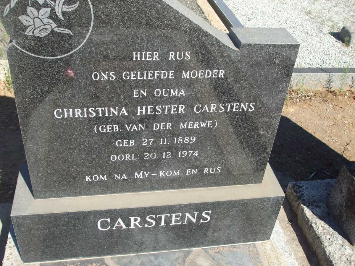 CARSTENS Christina Hester nee VAN DER MERWE 1889-1974