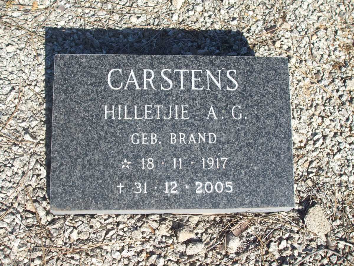 CARSTENS Hilletjie A.G. nee BRAND 1917-2005