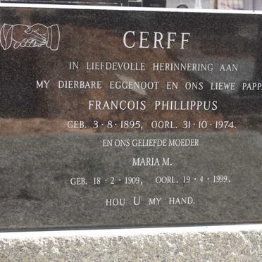 CERFF Francois Phillippus 1895-1974 &amp; Maria M. 1909-1999