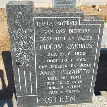 EKSTEEN Gideon Jakobus 1902-1962 &amp; Anna Elizabeth DU TOIT 1908-1997