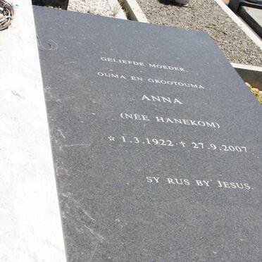 FAASEN Renier Jacobus 1923-1983 &amp; Anna HANEKOM 1922-2007