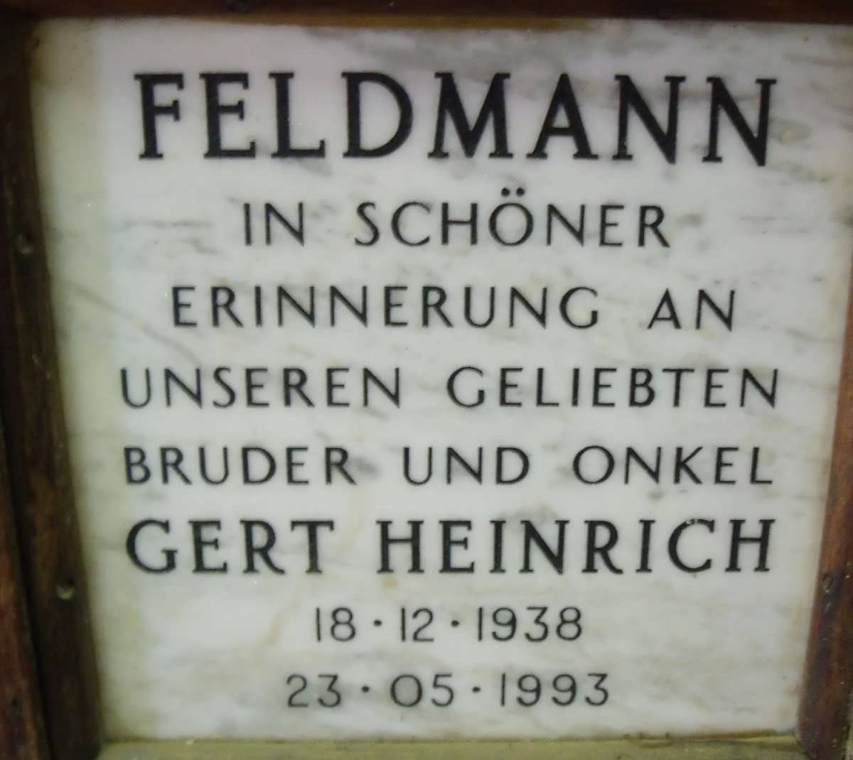 FELDMANN Gert Heinrich 1938-1993