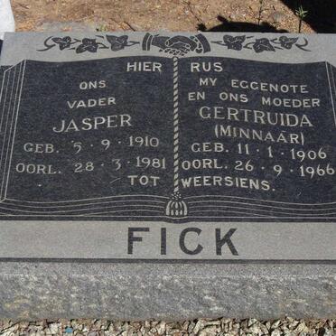 FICK Jasper 1910-1981 &amp; Gertruida MINNAAR 1906-1996