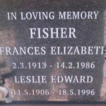 FISHER Leslie Edward 1906-1996 &amp; Frances Elizabeth 1913-1986