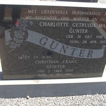 GUNTER Christian Frans 1929-1985 &amp; Charlotte Gertruida Maria 1931-1978  