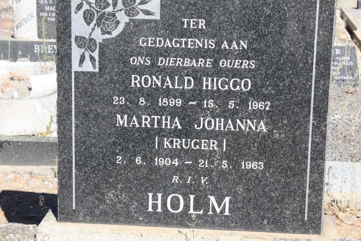 HOLM Ronald Higgo 1899-1967 &amp; Martha Johanna KRUGER 1904-1963