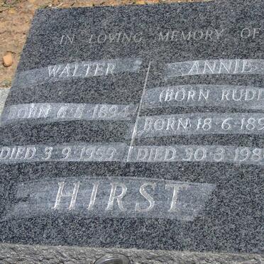 HIRST Walter 1894-1959 &amp; Annie RUDD 1896-1980