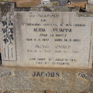 JACOBS Daniel Rudolf 1875-1961 &amp; Alida Johanna LE ROUX 1877-1957