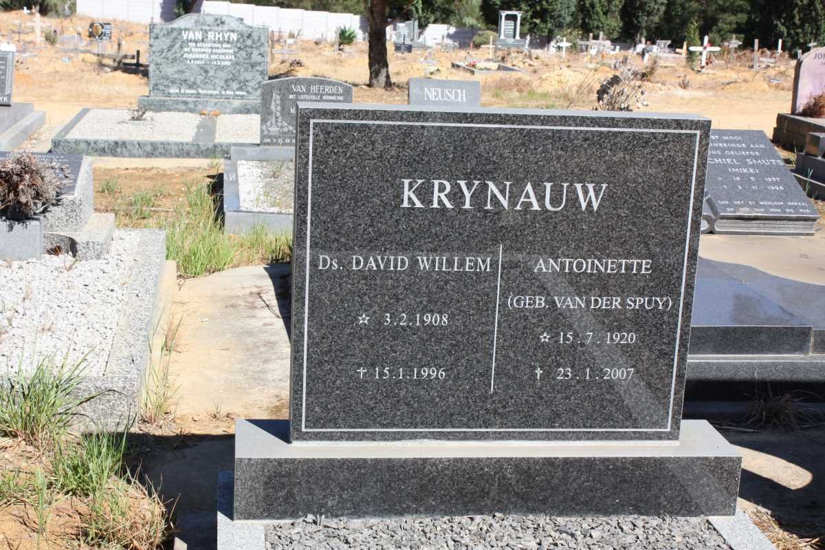 KRYNAUW David Willem 1908-1996 &amp; Antoinette VAN DER SPUY 1920-2007