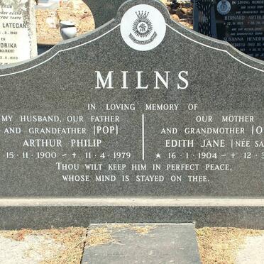 MILNS Arthur Philip 1900-1979 & Edith Jane SANDS 1904-1995