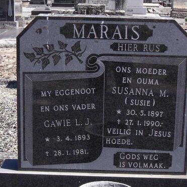 MARAIS Gawie L.J. 1893-1981 & Susanna M. 1897-1990