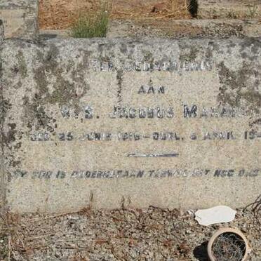 MARAIS W.S. Jacobus 1916-1940