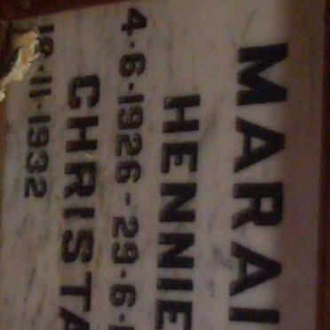 MARAIS Hennie 1926-1994 & Christa 1932-