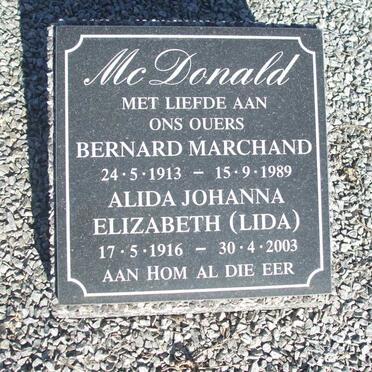MCDONALD Bernard Marchand 1913-1989 & Alida Johanna Elizabeth 1916-2003