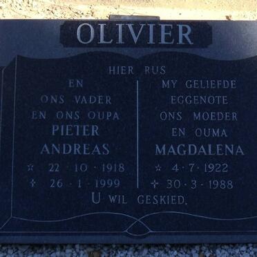 OLIVIER Pieter Andreas 1918-1999 &amp; Magdalena 1922-1988