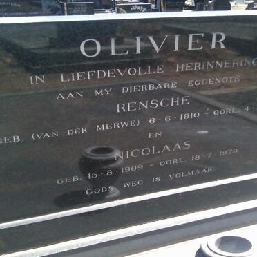 OLIVIER Nicolaas 1909-1979 &amp; Rensche VAN DER MERWE 1910-1971