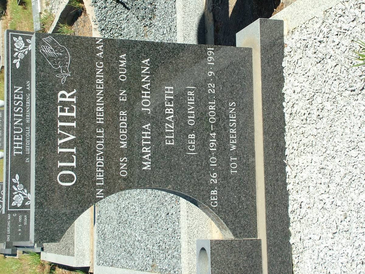OLIVIER Martha Johanna Elizabeth nee OLIVIER 1914-1991