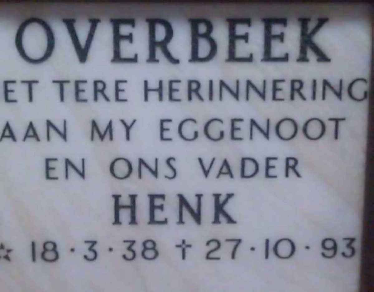 OVERBEEK Henk 1938-1993