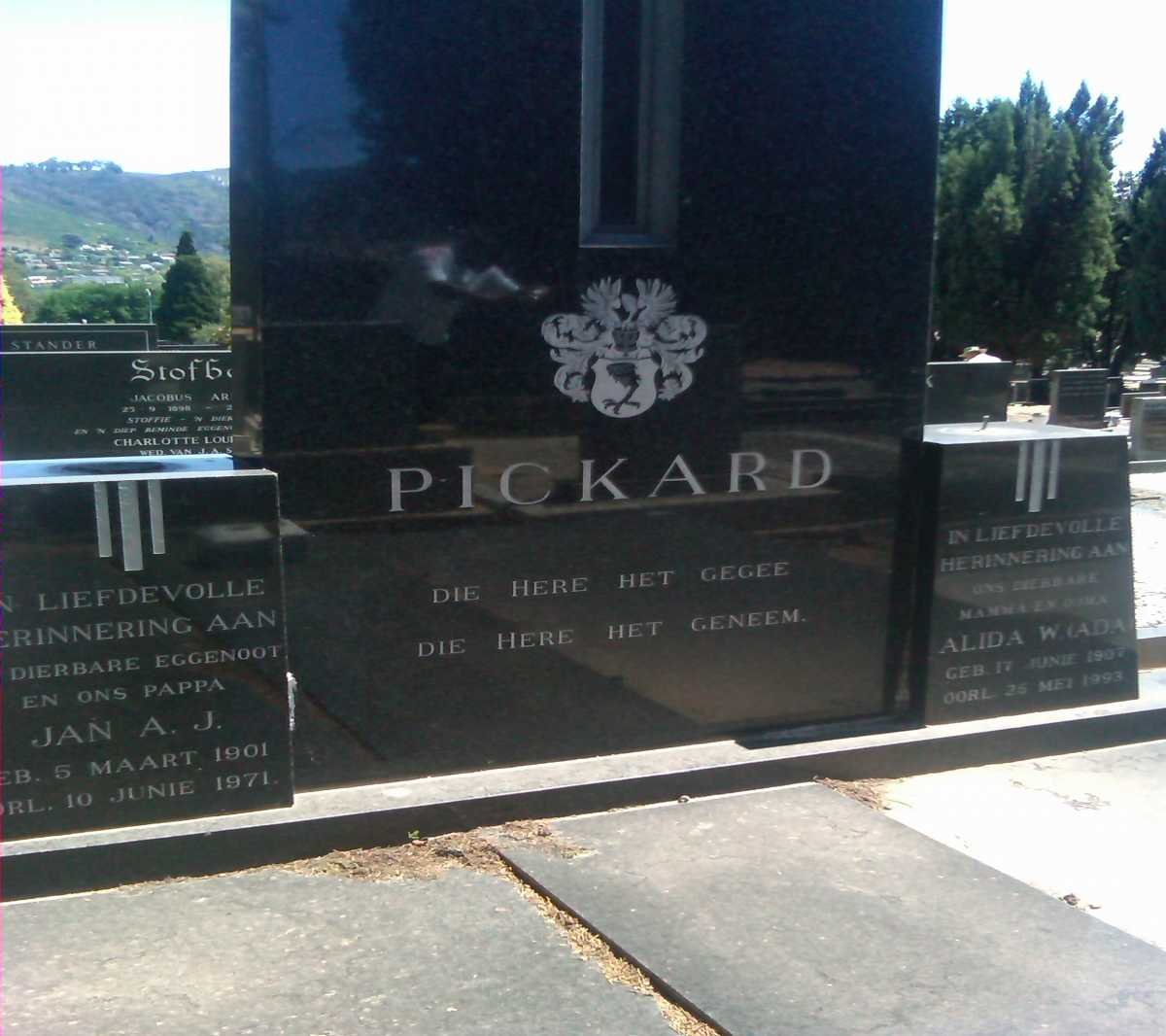 PICKARD Jan A.J. 1901-1971 &amp; Alida W. 1907-1993