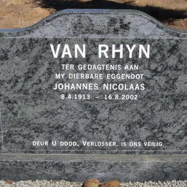 RHYN Johannes Nicolaas, van 1913-2002