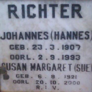 RICHTER Johannes 1907-1993 &amp; Susan Margaret 1921-2000