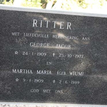 RITTER George Jacob 1909-1977 &amp; Martha Maria WIUM 1909-1989