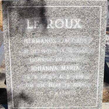 ROUX Hermanus Jacobus, le 1907-1988 &amp; Johanna Maria 1908-1989