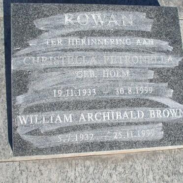 ROWAN William Archibald Brown 1932-1999 &amp; Christella Petronella HOLM 1933-1999