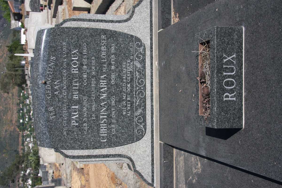 ROUX Paul 1901-1950 &amp; Christina Maria LOUBSER 1905-1983
