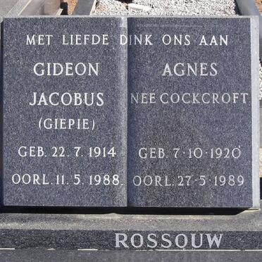 ROSSOUW Gideon Jacobus 1914-1988 &amp; Agnes COCKCROFT 1920-1989