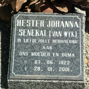 SENEKAL Hester Johanna nee VAN WYK 1922-2001
