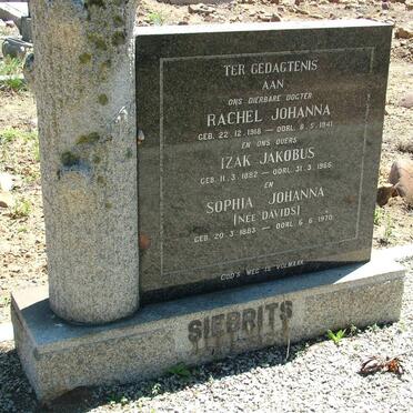 SIEBRITS Izak Jakobus 1882-1966 & Sophia Johanna DAVIDS 1883-1970 :: SIEBRITS Rachel Johanna 1918-1941