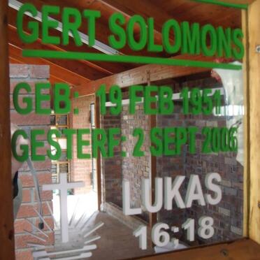 SOLOMONS Gert 1951-2006 & Katy 1947-2006