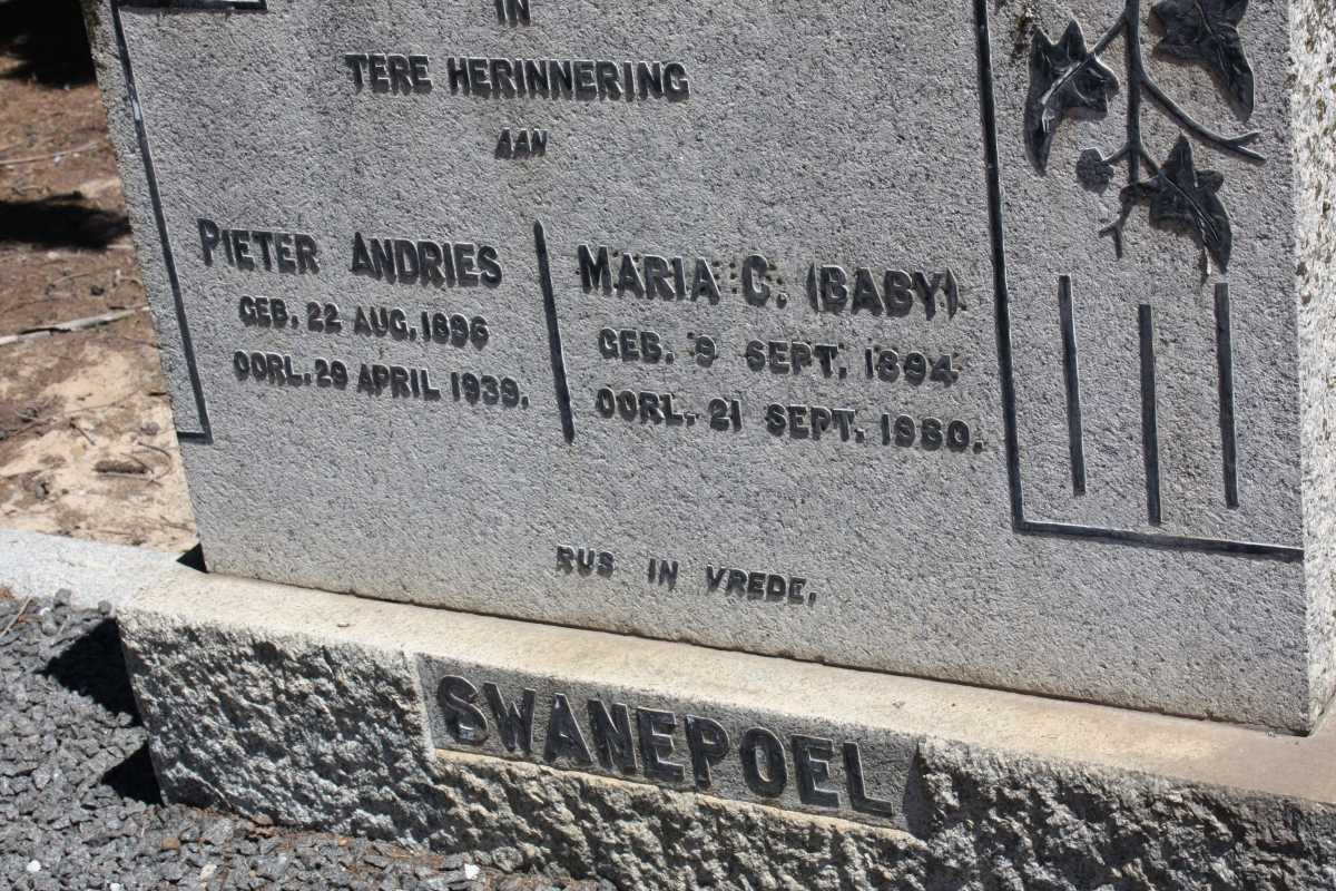 SWANEPOEL Pieter Andries 1896-1939 & Maria C. 1894-1980
