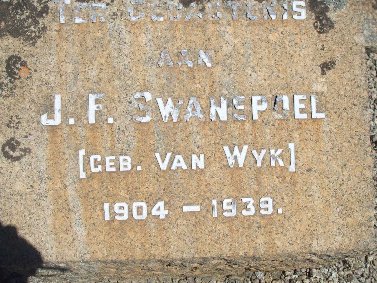 SWANEPOEL J.F. nee VAN WYK 1904-1939