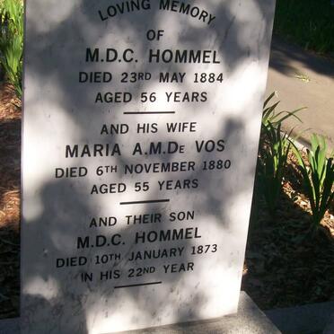 HOMMEL M.D.C. -1884 &amp; Maria A.M. DE VOS -1880 :: HOMMEL M.D.C. -1873