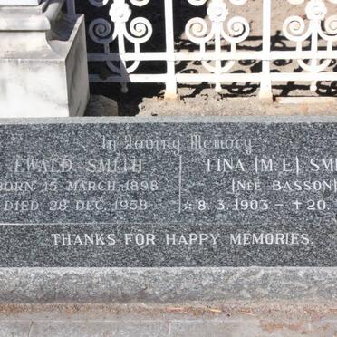 SMITH Ewald 1898-1958 &amp; M.E. BASSON 1903-1982