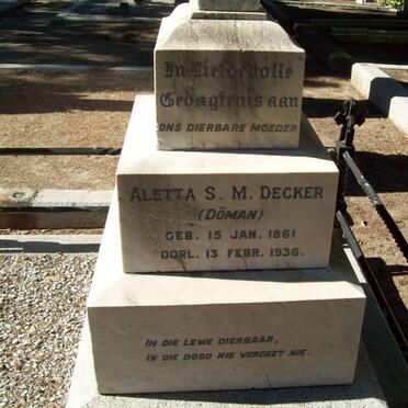 DECKER Aletta S.M. nee DOMAN 1861-1936