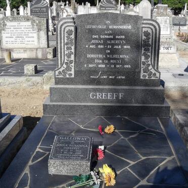 GREEF Josias Albertyn 1881-1949 &amp; Dorothea Wilhelmina LE ROUX 1888-1969 :: GALLOWAY Anna Susanna nee GREEF 1915-2005