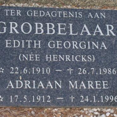 GROBBELAAR Adriaan Maree 1912-1996 &amp; Edith Georgina HENRICKS 1910-1986