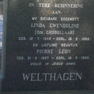 WELTHAGEN Linda Gwendoline nee GROBBELAAR 1945-1968 :: WELTHAGEN Pierre Leon 1967-1968