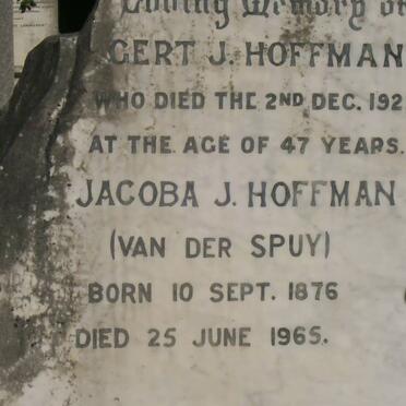 HOFFMAN Gert J. -1922 &amp; Jacoba J. VAN DER SPUY 1876-1965