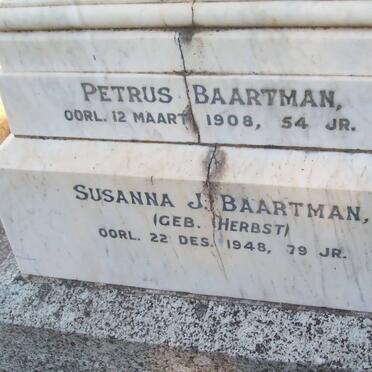 BAARTMAN Petrus -1908 &amp; Susanna J. HERBST -1948