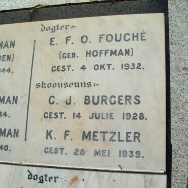 FOUCHE E.F.O. nee HOFFMAN -1932 :: BURGERS C.J. -1928