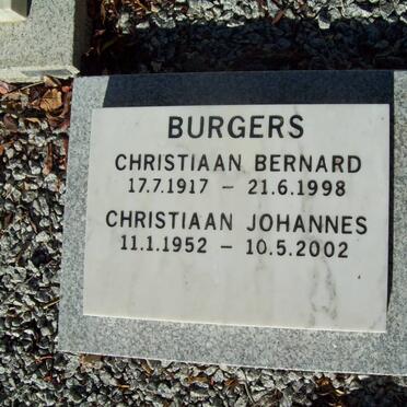 BURGERS Christiaan Bernard 1917-1998 :: BURGERS Christiaan Johannes 1952-2002