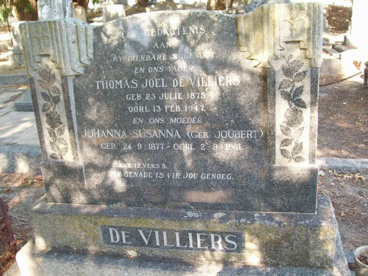 JOUBERT Thomas Joel, de 1875-1947 &amp; Johanna Susanna JOUBERT 1877-1961