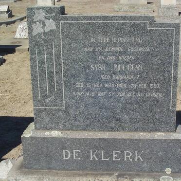 KLERK Sybil Milligent, de nee BARNARD 1894-1950